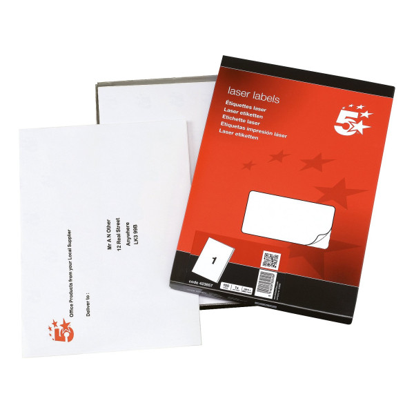 >Multi-purpose labels (199.6 x 289.1mm) | 5 Star | 100 labels IE000526 - 2