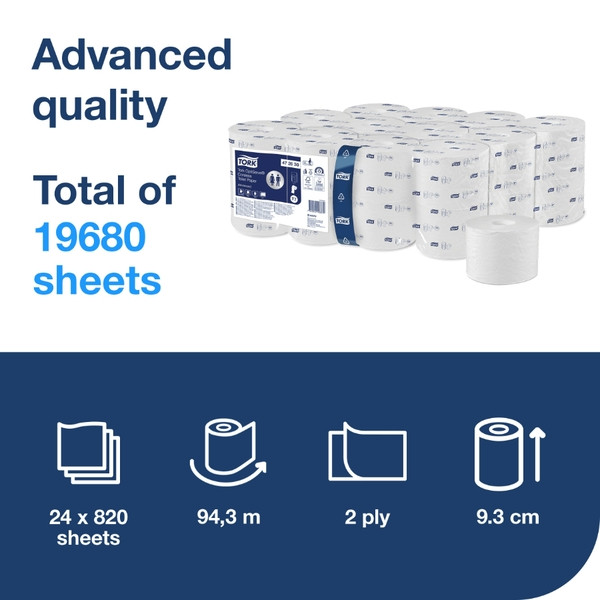 >Toilet rolls (2-ply) for Tork T7 dispenser | Tork OptiServe Coreless | 24-pack IE000945 - 3