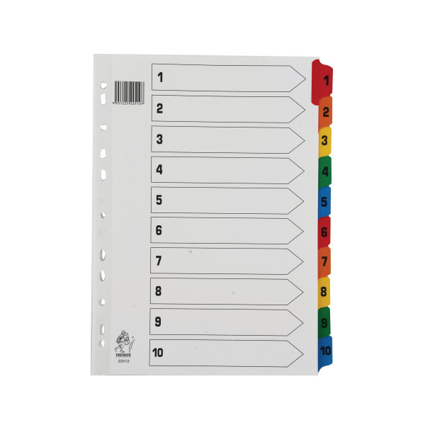 | Plastic tabs 1-10 (10 coloured tabs) | A4, 11-hole | Premier IE000678 - 1
