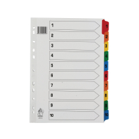 | Plastic tabs 1-10 (10 coloured tabs) | A4, 11-hole | Premier IE000678