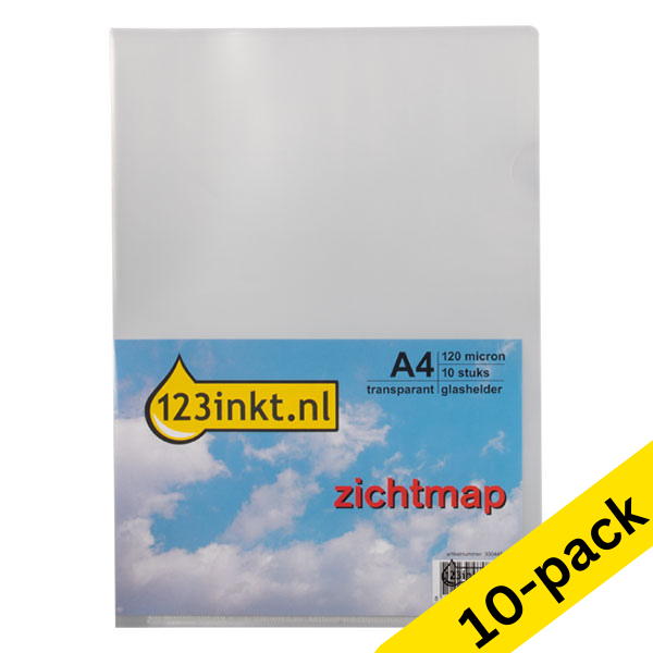 10 x 123ink A4 transparent display folder, 120 micron (10-pack) 56216C 301210 - 1