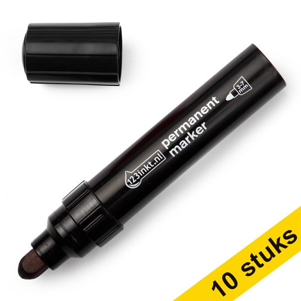 10 x 123ink black permanent marker (3mm - 7mm round)  300865 - 1