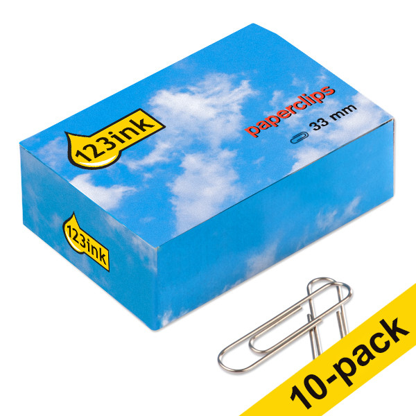 10 x 123ink paperclips round, 33mm (100-pack)  300648 - 1