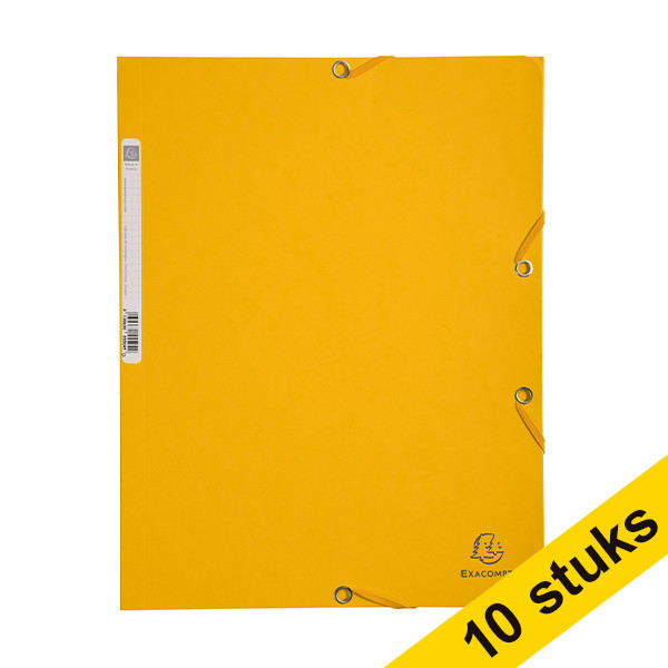 10x Exacompta yellow A4 glossy cardboard elastomer folder with 3 flaps 404066 - 1