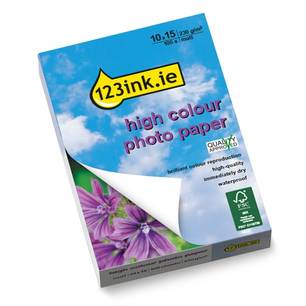 123ink.ie high colour matte photo paper, 10x15, 230g (100 sheets)  064030 - 1