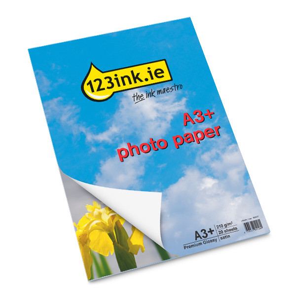 123ink.ie premium glossy satin photo paper, A3+, 210g (20 sheets)  064168 - 1