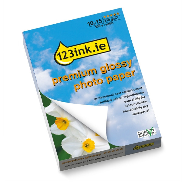 123ink.ie premium silk-finish photo paper, 10x15, 210g (100 sheets) 0775B081C 064110 - 1