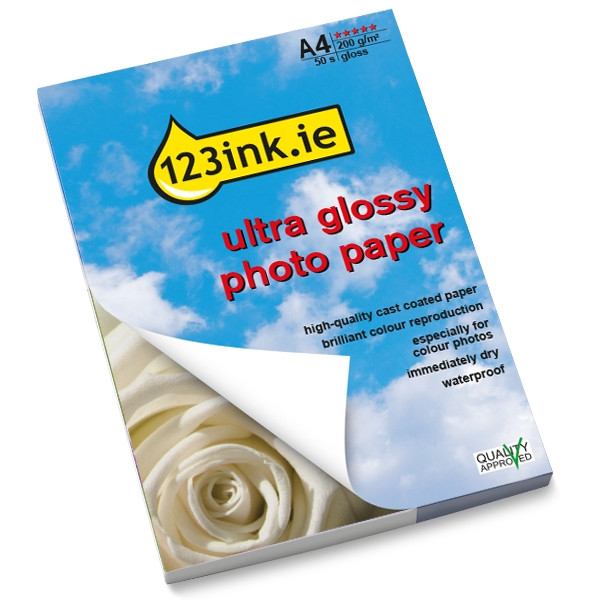 123ink.ie ultra gloss photo paper, A4, 200g (50 sheets)  064155 - 1