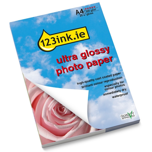 123ink.ie ultra gloss photo paper, A4, 300g (20 sheets)  064140 - 1