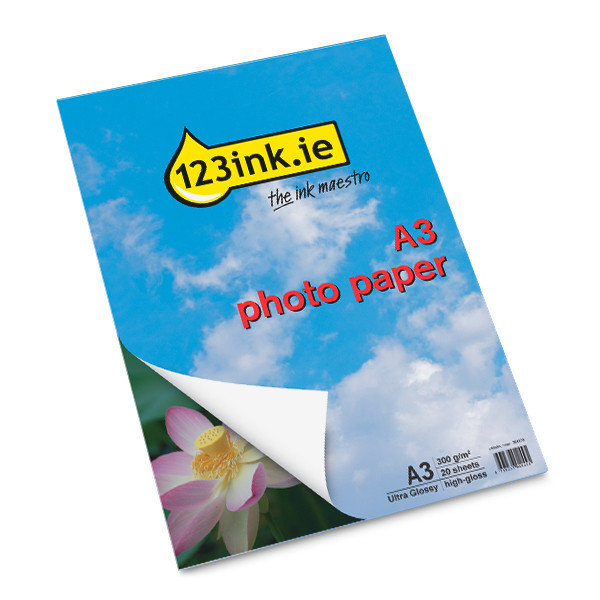 123ink.ie ultra glossy photo paper, A3, 300g (20 sheets)  064169 - 1
