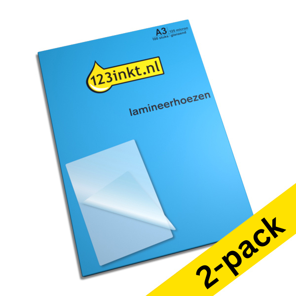 123ink A3 glossy laminating pouch, 2x125 micron (2 x 100-pack)  301577 - 1