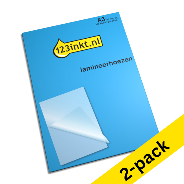123ink A3 glossy laminating pouch, 2x80 micron (2 x 100-pack)  301602 - 1