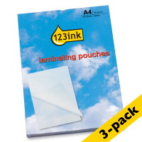 123ink A4 glossy laminating pouch, 2 x 125 micron (3 x 100-pack)  300821