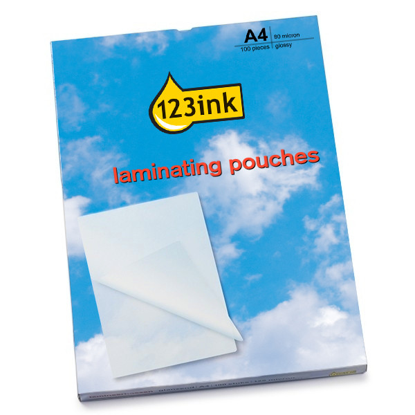 123ink A4 glossy laminating pouch, 2 x 80 micron (100-pack) 3740400C 3740489C 5306114C 74780000C IB585036C 300256 - 1