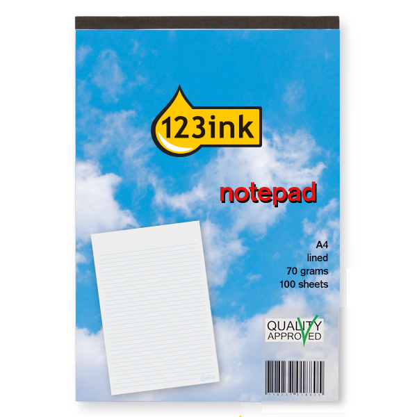 123ink A4 lined writing pad, 100 sheets K-5504C 300287 - 1