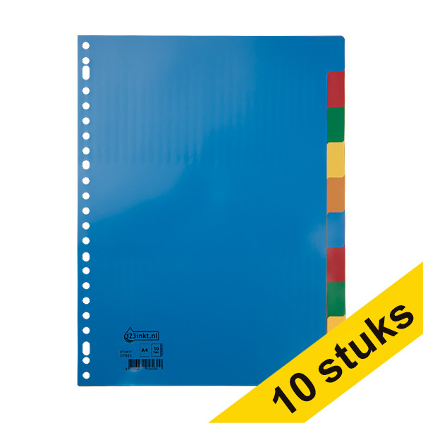 123ink A4 plastic tabs with indexes 1-10 (23 holes) (10-pack) 301716 - 1