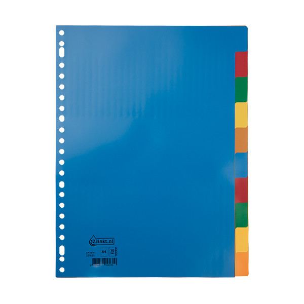 123ink A4 plastic tabs with indexes 1-10 (23 holes) 3007041010C A410FMC 301625 - 1