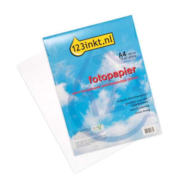 123ink A4 semi-transparent waterproof photo sticker paper (10-pack)  300224 - 1