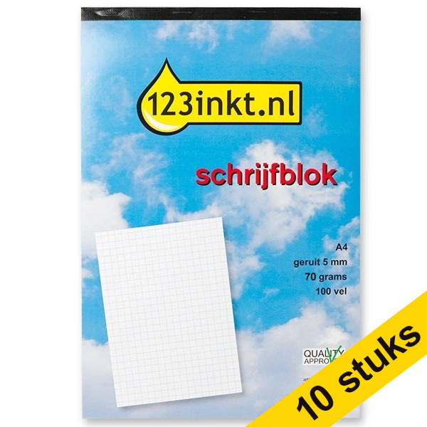 123ink A4 squared writing pad 5mm 70g, 100 sheets (10-pack)  300572 - 1