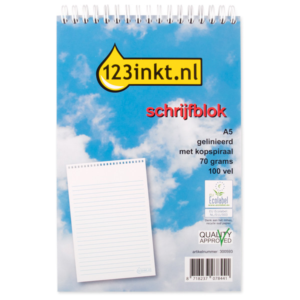 123ink A5 spiral-head ruled writing pad, 100 sheets K-5505-SPC 300593 - 1
