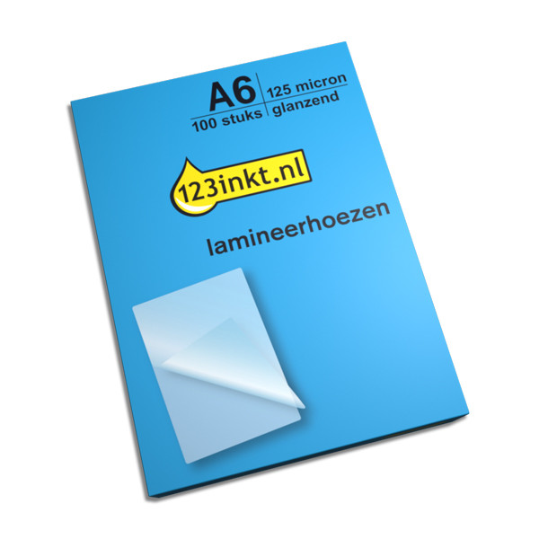 123ink A6 glossy laminating pouch, 2x125 micron (100-pack) 33806C 3740442C 5307201C 301134 - 1