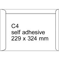 123ink C4 self-adhesive white document envelope, 229mm x 324mm (250-pack) 123-303580 209078 303580C 300944