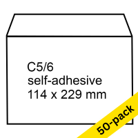 123ink C5/6 white self-adhesive service envelope, 114mm x 229mm (50-pack) 300917