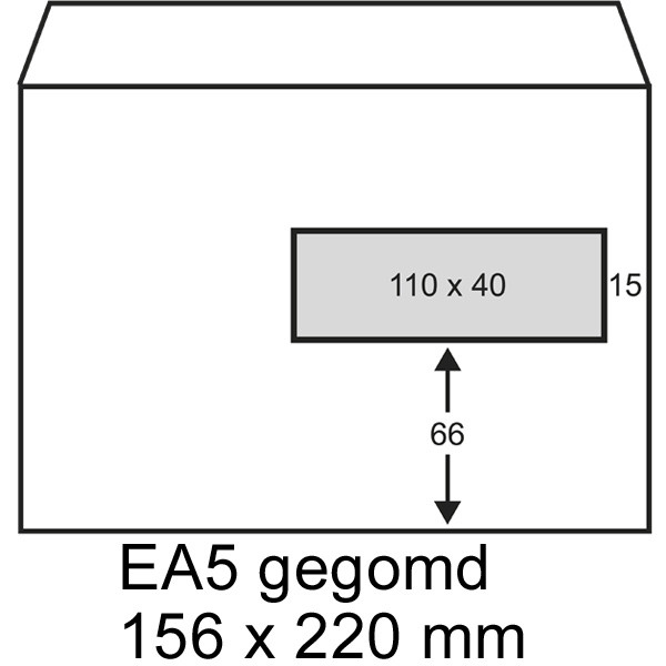 123ink C5 (EA5) white gummed service envelope with window on right, 156mm x 220mm (500-pack) 300923 - 1