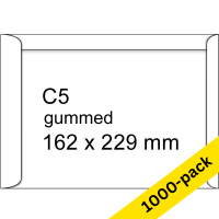 123ink C5 white gummed document envelope, 162mm x 229mm (1000-pack) 302766