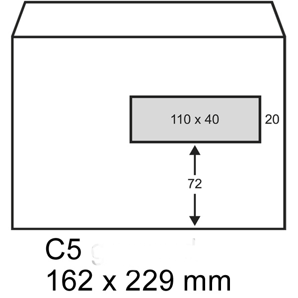 123ink C5 white gummed service envelope with window on right, 162mm x 229mm (500-pack) 300929 - 1