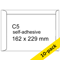 123ink C5 white self-adhesive document envelope, 162mm x 229mm (10-pack) 300933