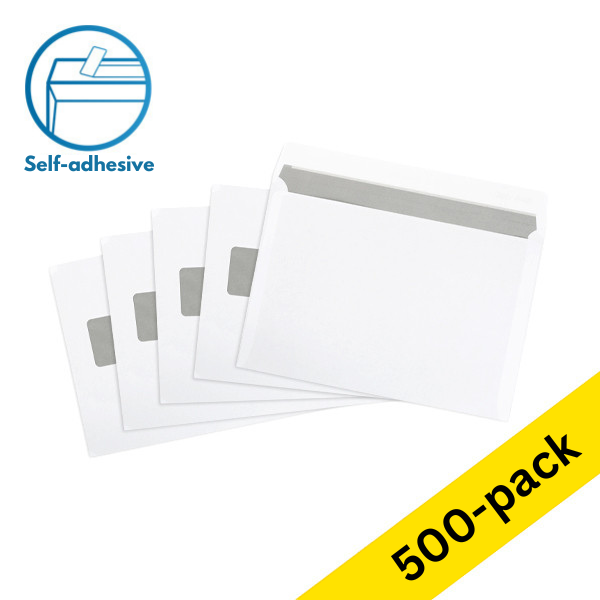 123ink C5 white self-adhesive service envelope with window on left, 162mm x 229mm (500-pack) 300930 - 1