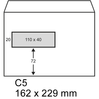 123ink C5 white service envelope window left gummed, 162mm x 229mm (500-pack) 123-202060 202060C 209048 88098968C 300928