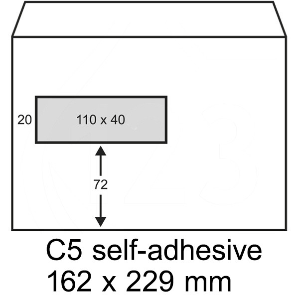 123ink C5 white service envelope window left self-adhesive, 162mm x 229mm (500-pack) 123-202560 202560C 209050 88098980C 300930 - 1