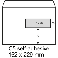 123ink C5 white service envelope window right self-adhesive, 162mm x 229mm (500-pack) 123-202570 202570C 209054 88098981C 300931