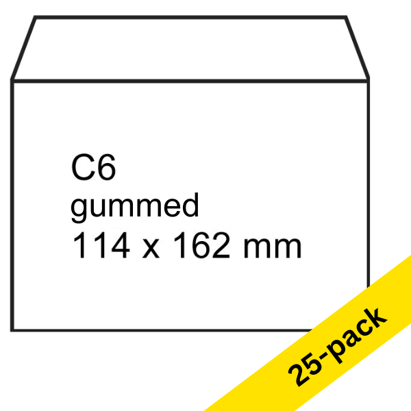 123ink C6 white gummed service envelope, 114mm x 162mm (25-pack) 300897 - 1