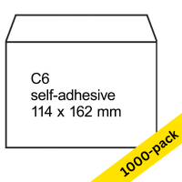 123ink C6 white self-adhesive service envelope, 114mm x 162mm (1000-pack) 302778