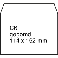 123ink C6 white service envelope gummed , 114mm x 162mm (50-pack) 123-201000-50 300898