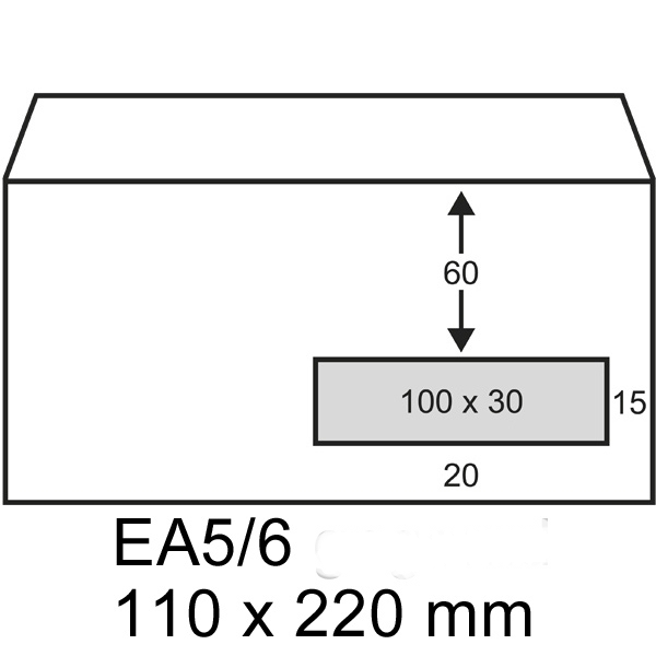 123ink DL (EA5/6) white gummed service envelope with window on right, 110mm x 220mm (500-pack) 300911 - 1