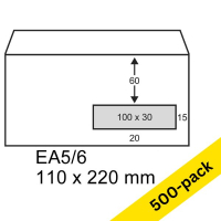 123ink DL (EA5/6) white gummed service envelope with window on right, 110mm x 220mm (500-pack) 300911