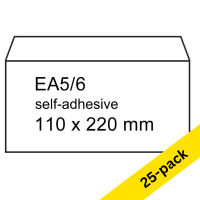 123ink DL (EA5/6) white self-adhesive service envelope, 110mm x 220mm (25-pack) 300907