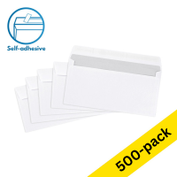 123ink DL (EA5/6) white self-adhesive service envelope, 110mm x 220mm (500-pack) 300909