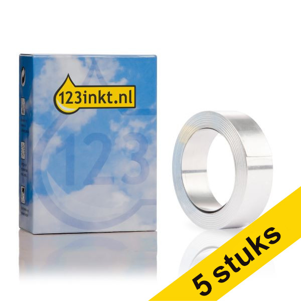 123ink Dymo S0720160 / 31000 Rhino aluminum tape non-adhesive silver 12mm (5-pack) S0720160C 088739 - 1