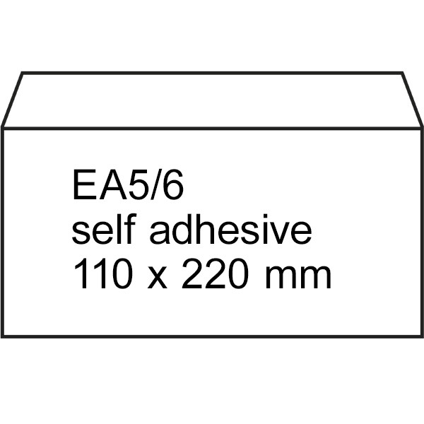123ink EA5/6 white self-adhesive  service envelope, 110mm x 220mm (500-pack) 123-201520 201520C 209006 88098970C 300909 - 1