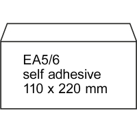 123ink EA5/6 white self-adhesive  service envelope, 110mm x 220mm (500-pack) 123-201520 201520C 209006 88098970C 300909