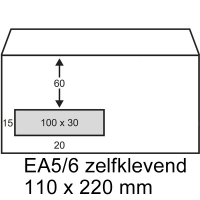 123ink EA5/6 white self-adhesive service envelope window left, 110mm x 220mm (25-pack) 123-202525-25 209009 RD-202525-25C 300912