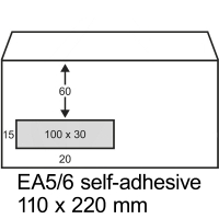 123ink EA5/6 white self-adhesive service envelope window left, 110mm x 220mm (500-pack) 123-202520 202520C 209012 88098971C 300913