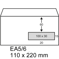 123ink EA5/6 white service envelope window right gummed, 110mm x 220mm (500-pack) 123-202030 202030C 209016 88099496C 300911