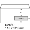 123ink EA5/6 white service envelope window right gummed, 110mm x 220mm (500-pack)