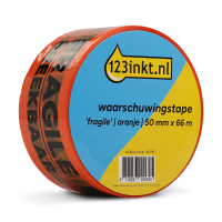 123ink 'Fragile' orange warning tape, 50mm x 66m (1 roll)  301781